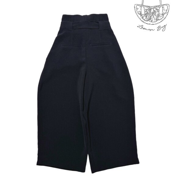 H&M / High Waisted Wide Belted Cropped Pants / Size 0 / Color Black - Picture 4 of 6